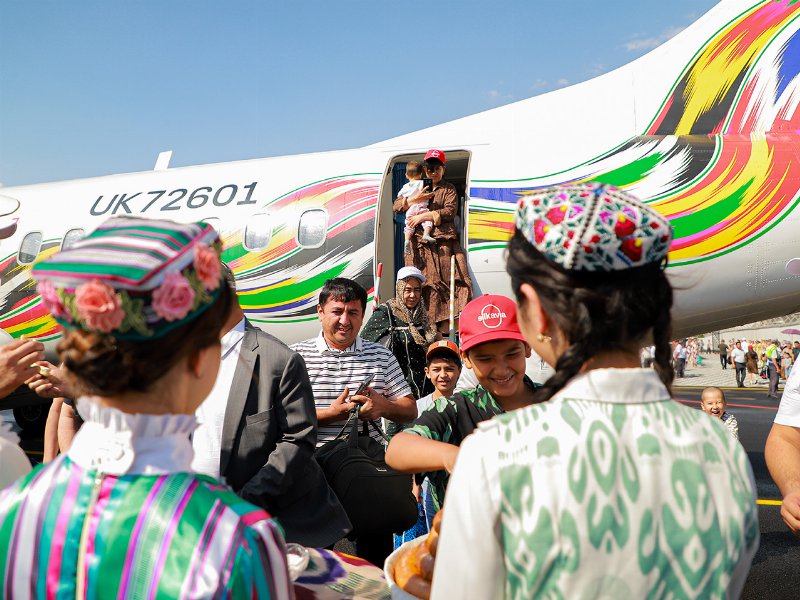 First scheduled flight to Sariosiyo